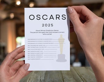 Oscar Winner Predictions Watch Party Game, PDF Print, Instant Download, Academy Awards, Oscar Watch Party Game, 5x7, 8.5x11 sizes, PDF Print