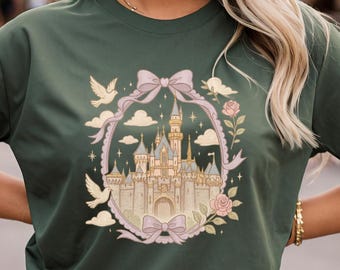 Camiseta Coquette del Castillo de Disneyland, Princesa Vintage, Conjunto para un día en el parque, Camisetas Disney para chicas de La Bella Durmiente, Camisetas Disney a juego