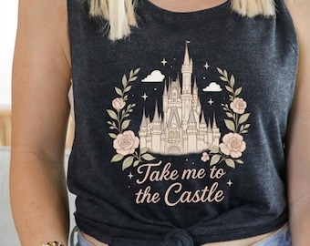 Sleeping Beauty Castle Tank Top, Pastel Girly Coquette Disney Outfit, Disneyland, Disney World, Disney Vacation
