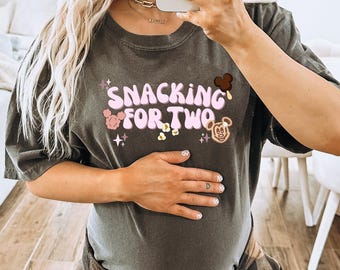 Snacking for Two Disney Pregnancy Shirt, Mom-to-Be Tee