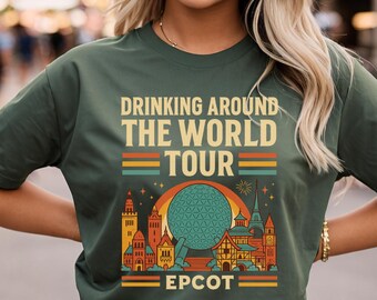 Camiseta Epcot World Tour, Camiseta Combinando para Grupos Disney, Disney World, Bebendo ao Redor do Mundo no Epcot