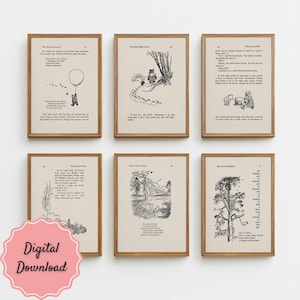 Classic Winnie the Pooh 6 Original Prints Collection | Nursery Decor Gift | Vintage Storybook Style | Ernest Shepard & A.A. Milne