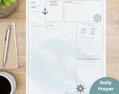Daily Prayer Journal Printable: Christian Devotional Worksheet Nautical Theme