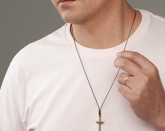 St. Michael Sword Necklace | Archangel Protection Pendant for Men Women