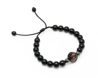 St. Michael Rosary Bracelet | Men/Women Catholic rosary handmade | Wood Black Beads