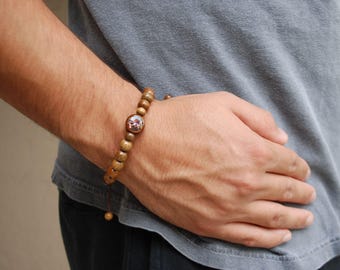 St. Michael Rosary Bracelet | Men/Women Catholic rosary handmade | Wood Beads