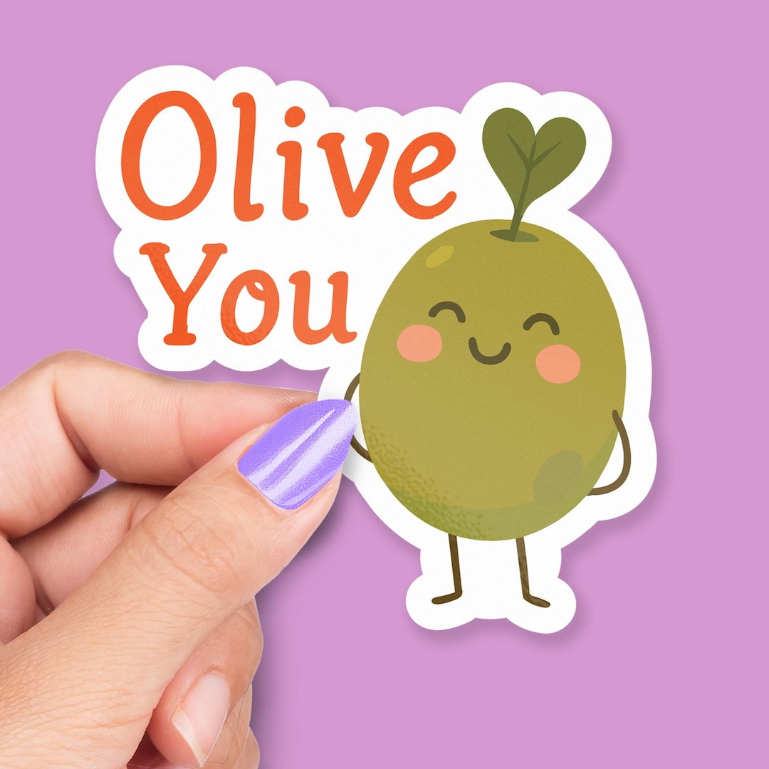 Draw Olive Sticker Olive You Sticker, Cute Olive I Love You Pun, Funny Romantic or ...