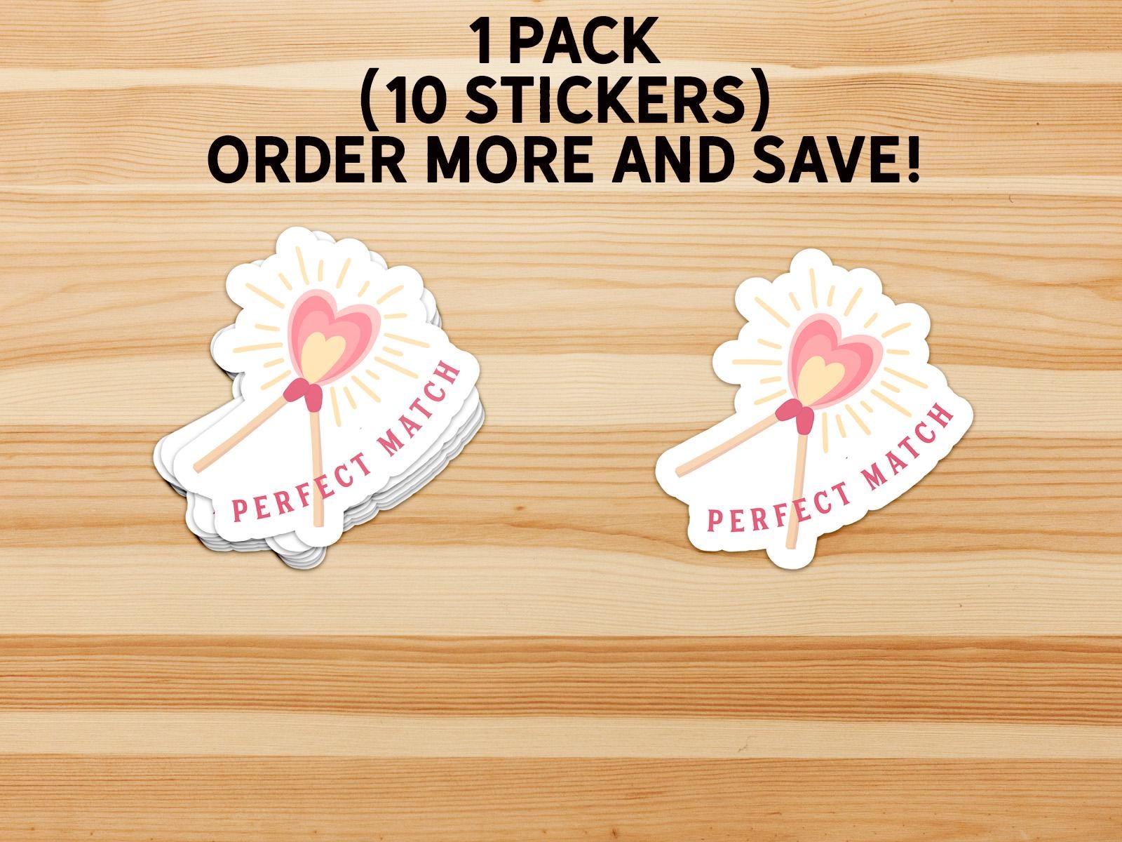 Perfectmatch Sticker Perfect Match Sticker, Two Matches Forming Heart Flame, Cute Love Pun ...
