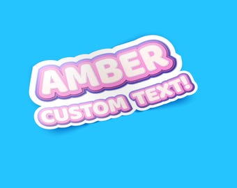 Personalized Name Sticker – Custom Purple Pink Lavender Aesthetic Craft Style, Cute Name Label for Journals, Laptops, Water Bottles & Gifts