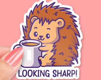 Looking Sharp Hedgehog Sticker, Cute Hedgehog Design, Punny Hedgehog Sticker, Adorable Hedgehog Gift, Cute Animal Sticker