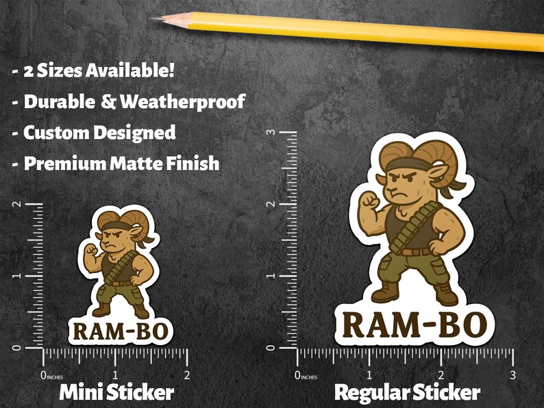 Sticker Ram Pc Ram Action Hero Sticker, Funny Ram-bo Vinyl Sticker, Animal Pun Laptop ...