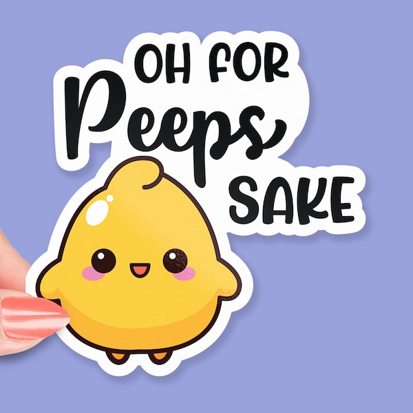 Pegatina "Oh, por el amor de Peeps", pegatina linda de Peeps, pegatina divertida de Pascua, humor de Peeps, pegatina linda de Pascua, pegatina divertida de dulces
