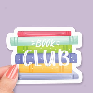 Book Club Sticker, Cute Stack of Books Vinyl Sticker, Book Lover Gift, Reading Club Sticker, Literary Humor, Library Sticker, Fun Decor