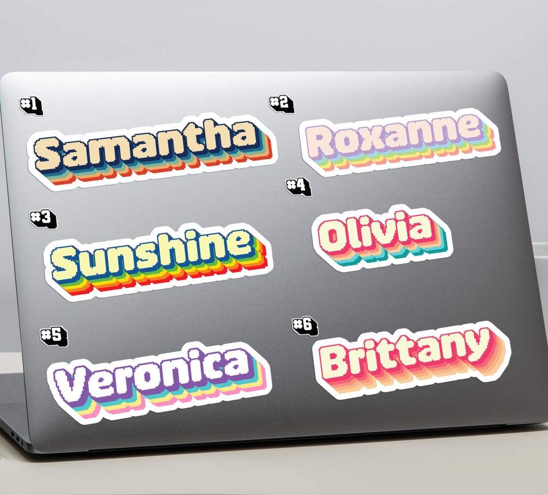 Sticker Letters Varsity Custom Retro Varsity Name Sticker – Block Letter Personalized Label ...