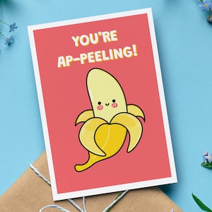 Valentinstags- und Jubiläumskarte mit Umschlag, niedliches Bananenschalen-Wortspielgeschenk, lustige Liebeskarte, romantisches Geschenk