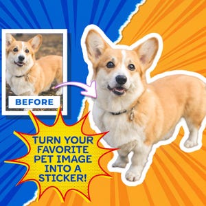 Personalized Dog Sticker from Your Photo, Custom Pet Face Cutout Vinyl Sticker, Sticker Gift for Dog Lovers, Laptop, Water Bottle
