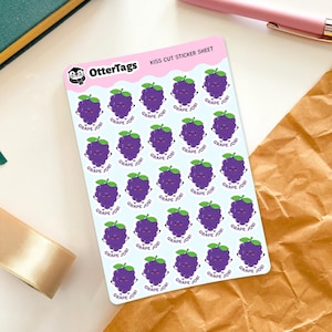 Grape Job Mini Sticker Sheet, 25 Cute Grape Stickers for a Great Job, Fun Reward for Teachers, Students, Parents, Planners, Notes, and Gifts