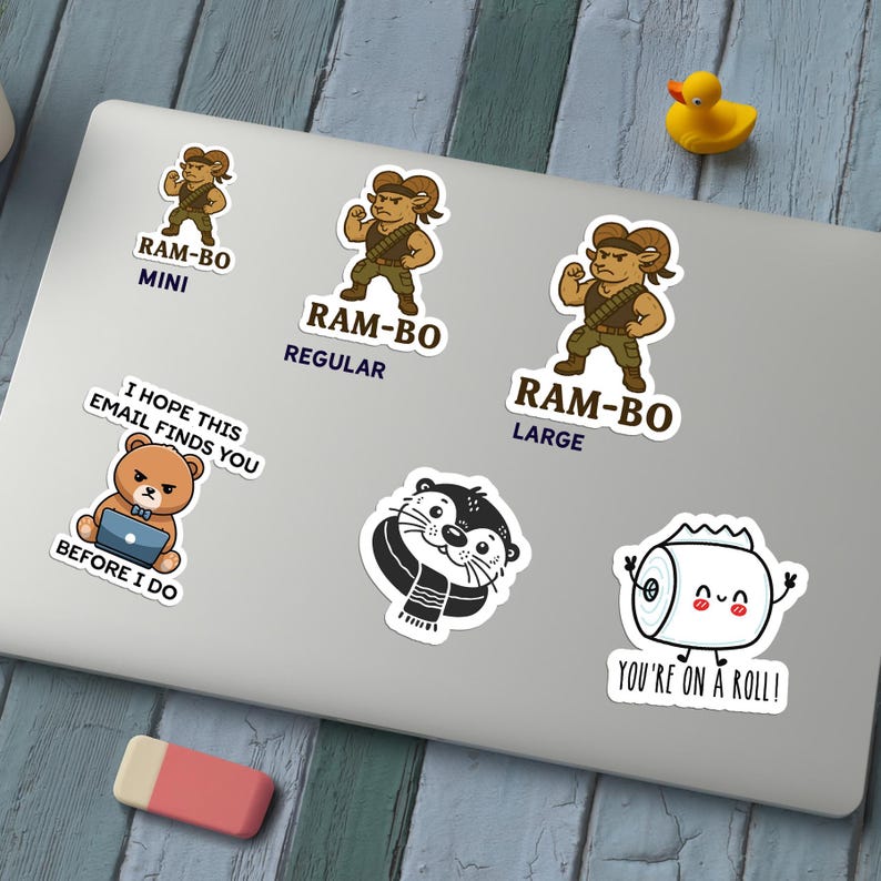 Sticker Ram Pc Ram Action Hero Sticker, Funny Ram-bo Vinyl Sticker, Animal Pun Laptop ...