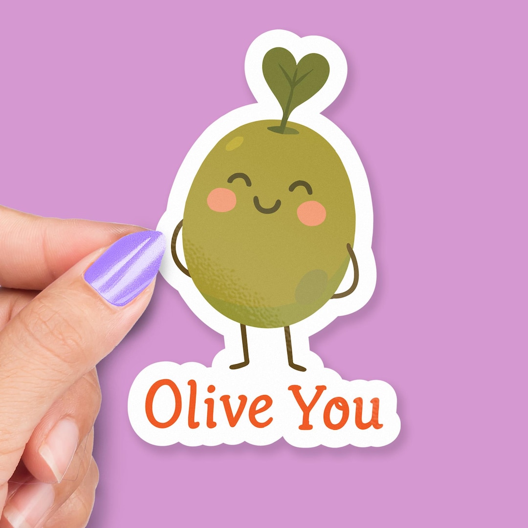 Draw Olive Sticker Olive You Sticker, Cute Olive in Sweet Pose With Bottom Text, Funny ...