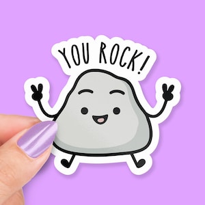 You Rock Sticker, Cute Pebble Design, Positive Vibes, Minimalist Rock, Encouragement Gift, Fun Vinyl Decal
