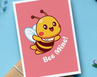 Tarjeta de San Valentín con diseño de abejas, bonito regalo para parejas con juego de palabras con animales, divertida tarjeta de abejas, tarjeta de amor con sobre, idea de regalo romántico, tarjeta de aniversario