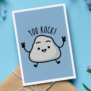 You Rock Valentine’s Day & Anniversary Card with Envelope, Cute Rock Pun Couples Gift, Funny Love Card, Romantic Gift