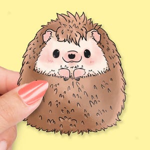Hand-Drawn Hedgehog Sticker, Cute Hedgehog Sticker, Adorable Animal Sticker, Nature Lover Gift, Kawaii Hedgehog Design