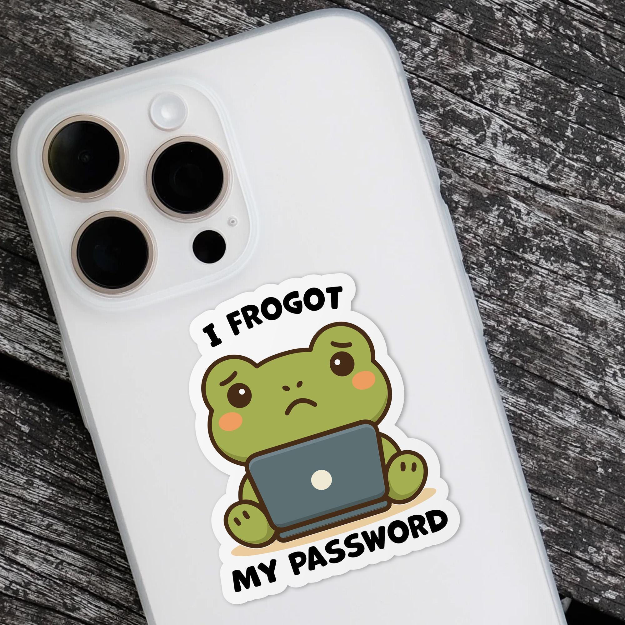 Fogot Sticker Frog Laptop Sticker, Funny I Forgot My Password Vinyl Sticker, Tech Pun ...