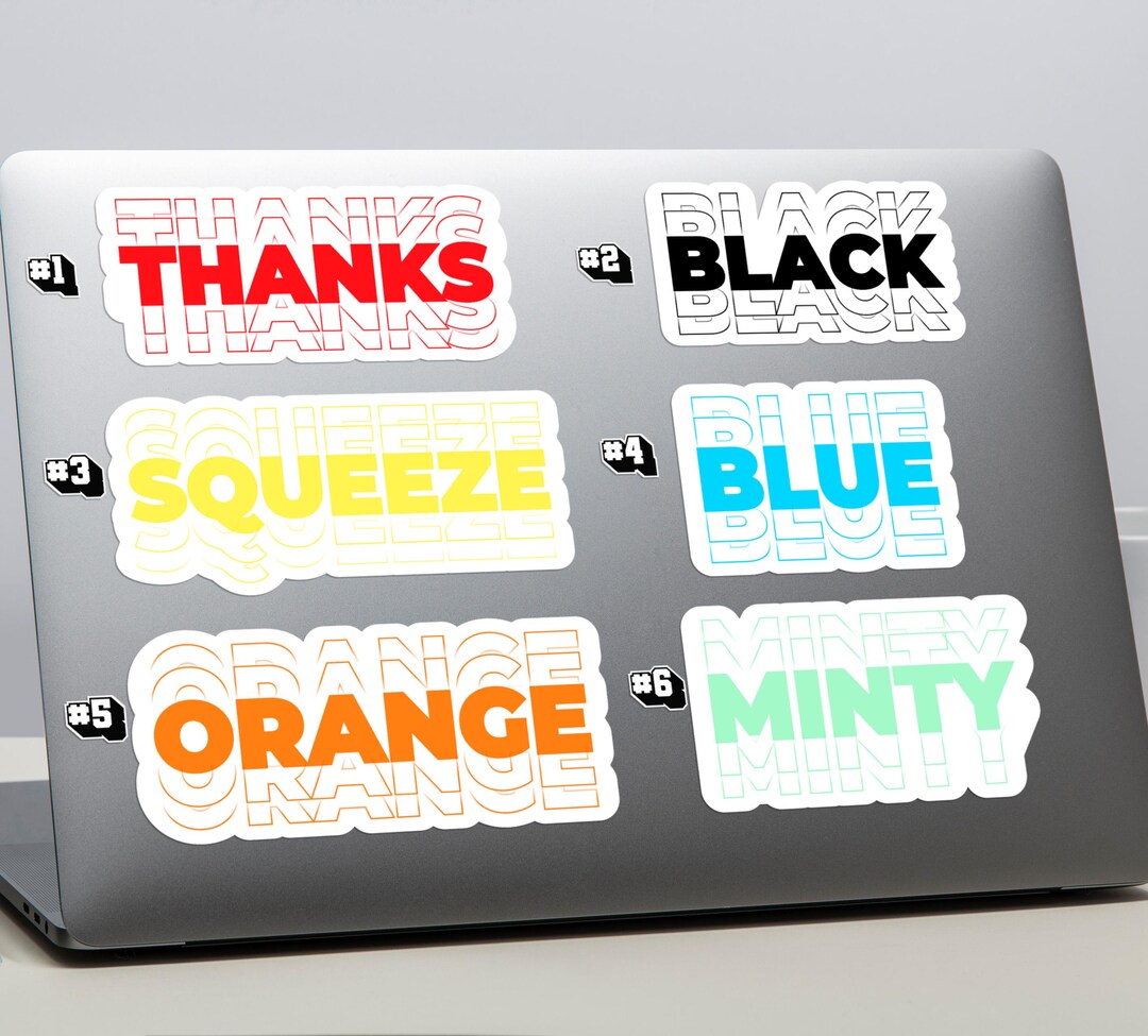 Personalized Outline Text Sticker – Retro Thank You Bag Style, Custom ...