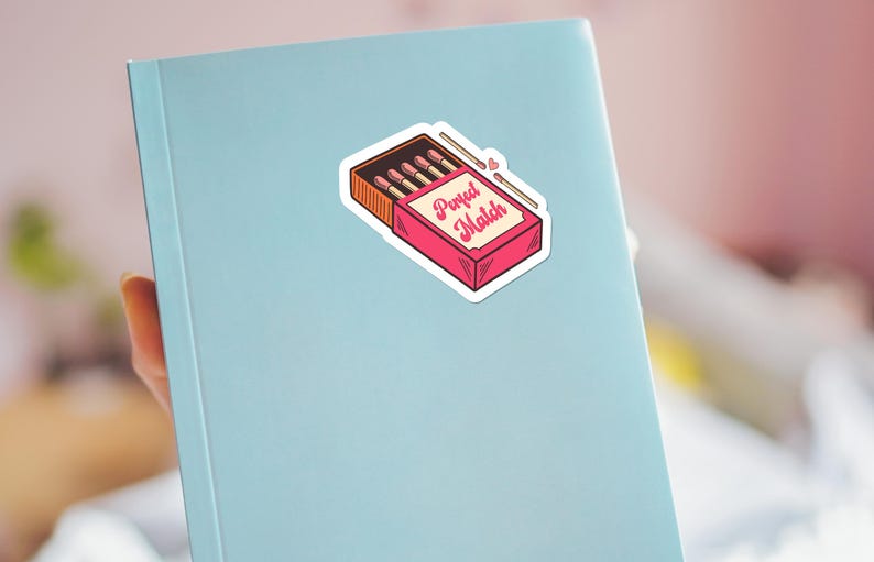 Perfect Match Sticker, Cute Matchbox With Heart, Two Matches in Love ...
