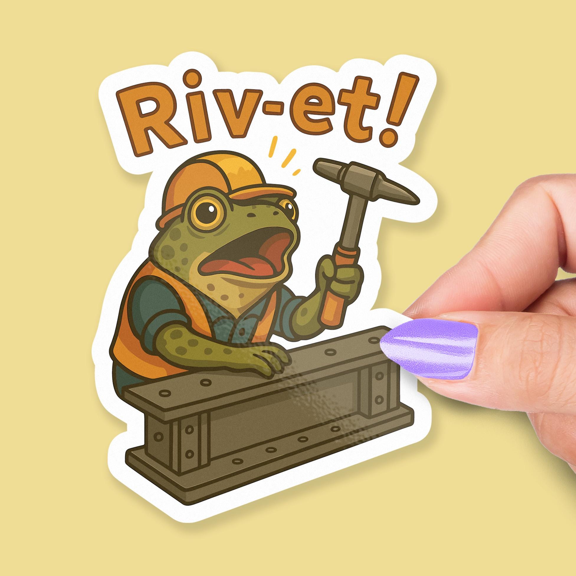 Rivet Sticker, Funny Toad Bridge Pun, Civil Engineer Humor, Frog Lover ...