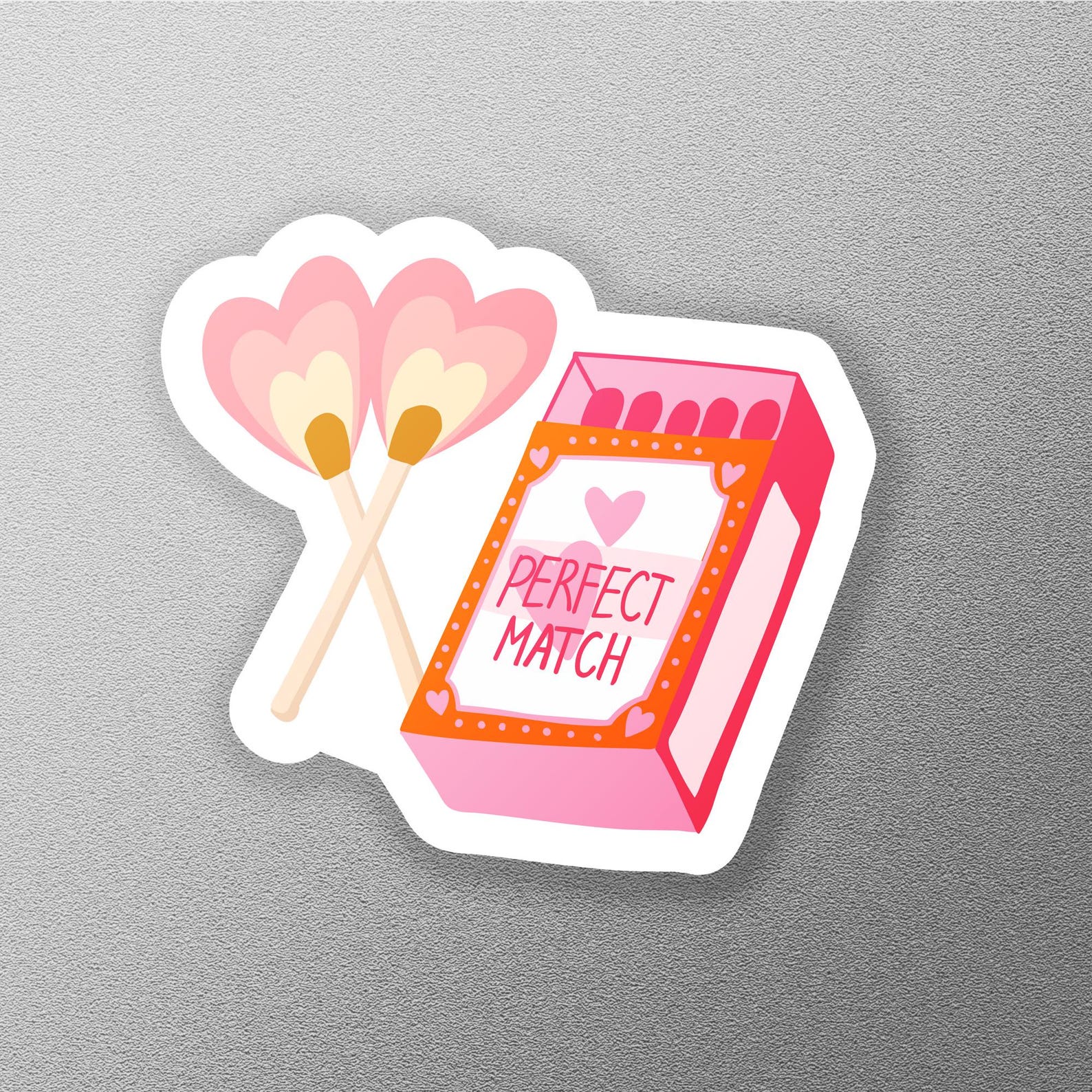 A Perfect Match Sticker, Matches With Heart Flame, Matchbox Love Pun ...