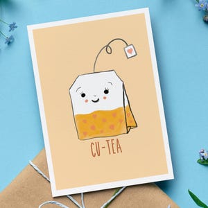 Tarjeta de San Valentín y aniversario de Cu-Tea con sobre, lindo regalo para parejas con juego de palabras en bolsitas de té, divertida tarjeta de amor, regalo romántico para una chica