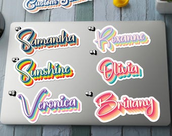 Personalisierter Namensaufkleber mit Herzen, Schreibschrift Retro personalisierte Beschriftung, niedlicher Namensaufkleber für Laptop, Wasserflasche, Geschenk für Mädchen oder Jugendliche
