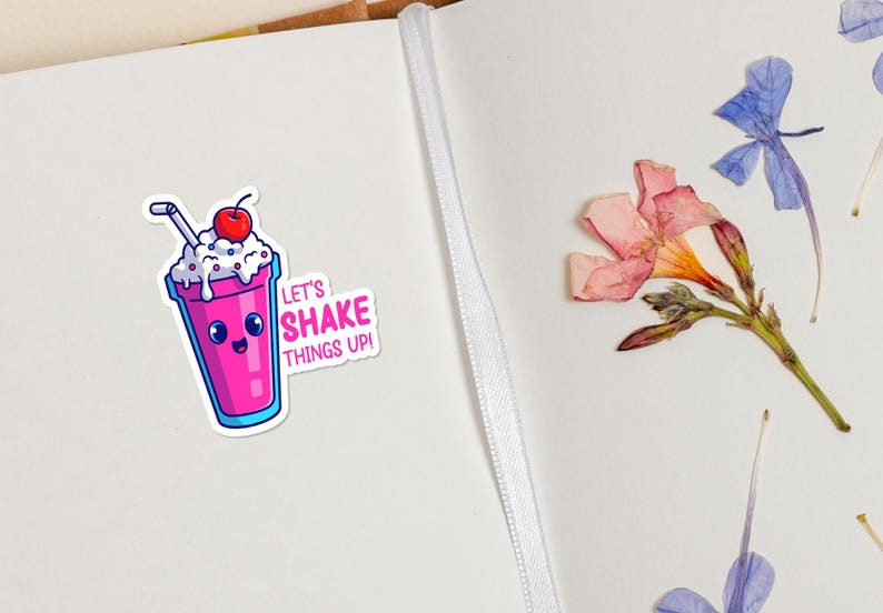 Shakes Sticker Design Shake It up - Cute Milkshake Sticker, Fun Pun Design, Adorable Vinyl ...