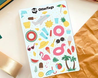 Fun in the Summer Sticker Sheet, Cute Summer Stickers, Beach and Pool Theme, Popsicle & Floaties, Kids Party Favors, Vacation Stickers