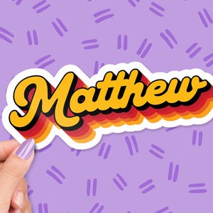 Custom Retro Script Name Sticker – 70s Style Vinyl Name Label, Groovy Personalized Sticker for Laptop, Water Bottle, personalized retro name
