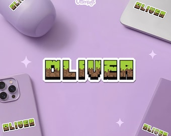 Adesivo personalizzato con nome a blocchi di pixel, adesivo in vinile impermeabile personalizzato per bambini, etichetta con nome per gamer, laptop, borraccia, portapranzo