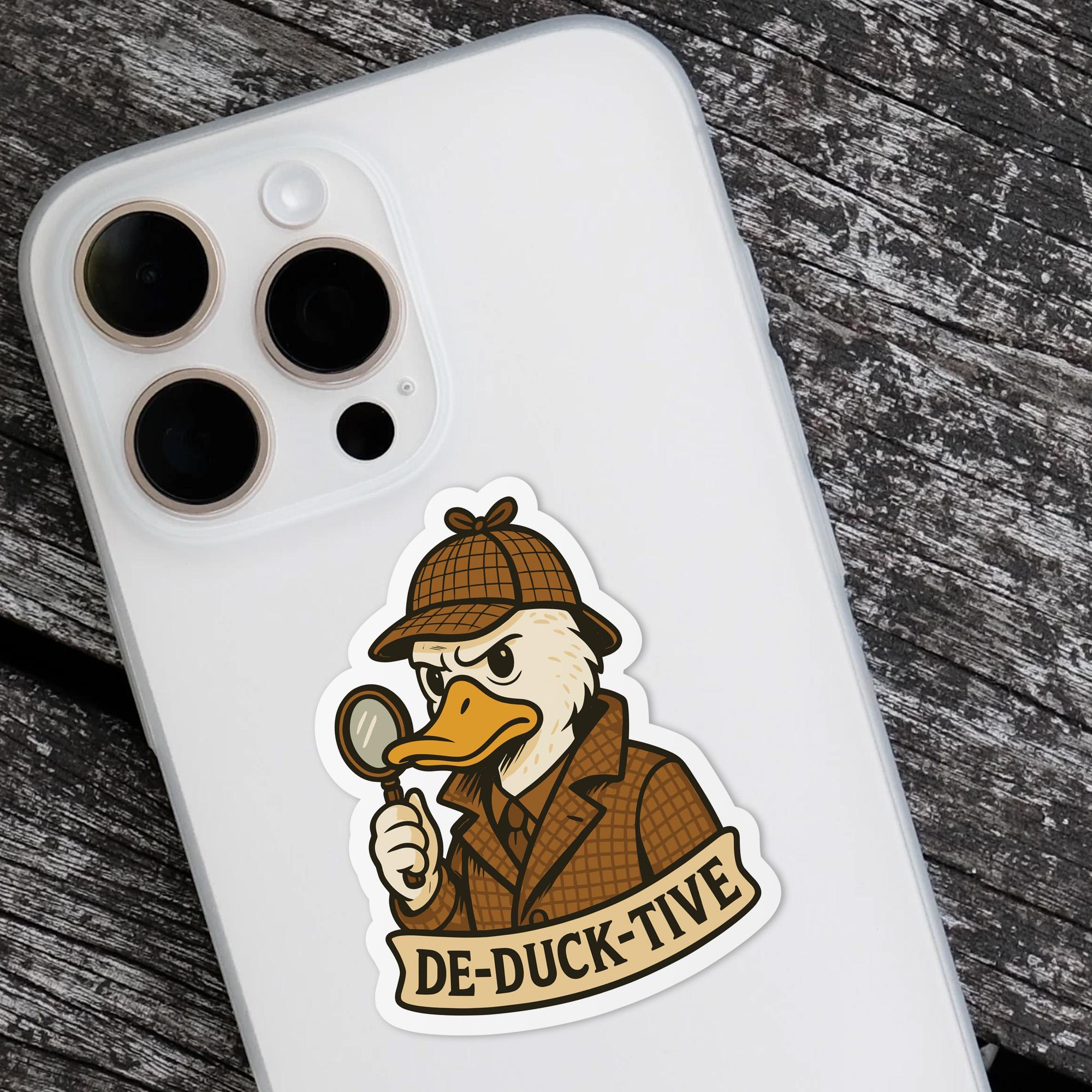 De-duck-tive Detective Sticker, Cute Duck Detective Pun, Funny