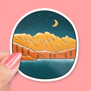 Beautiful Gradient Camping Nature Sticker, Scenic Outdoor Sticker, Camping Adventure Sticker, Nature Landscape Decor, Hiking Sticker