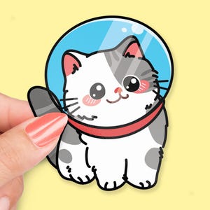 Astronaut Cat Sticker, Space Cat, Cute Cat Sticker, Cat Lover Gift, Funny Space Pun, Adorable Cat Decoration