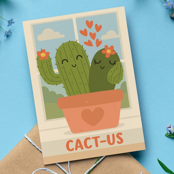 Cactus Card, Cute Cactus Pun on Windowsill, Funny Love or Friendship  Greeting, Large 5x7 Card, Blank Inside, With Kraft Envelope and Sleeve -  Etsy