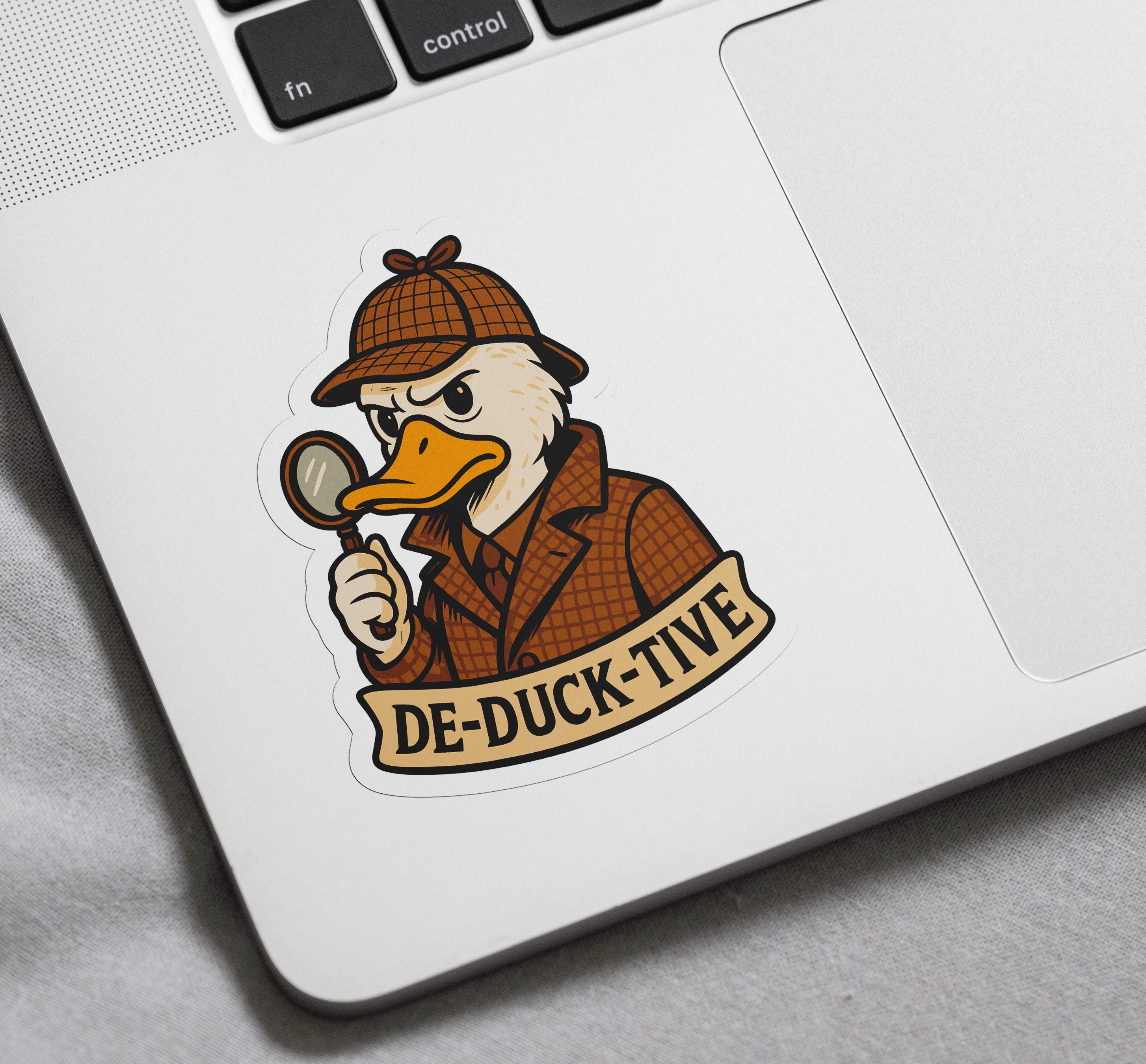 De-duck-tive Detective Sticker, Cute Duck Detective Pun, Funny