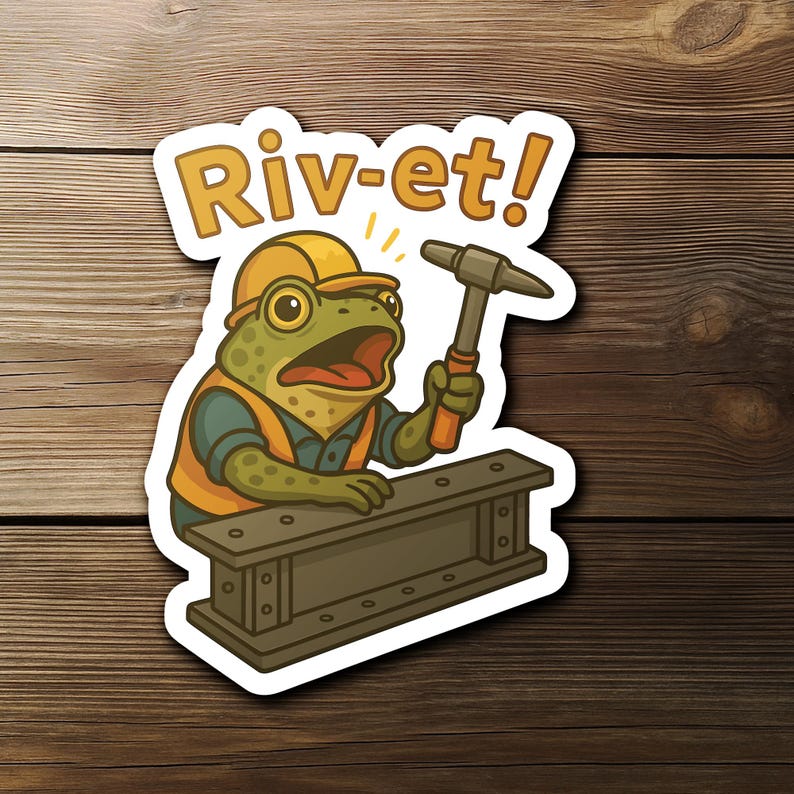 Rivet Sticker, Funny Toad Bridge Pun, Civil Engineer Humor, Frog Lover ...