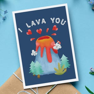Tarjeta de San Valentín y aniversario con sobre "I Lava You", bonito regalo con juego de palabras sobre volcán, divertida tarjeta de amor, regalo romántico