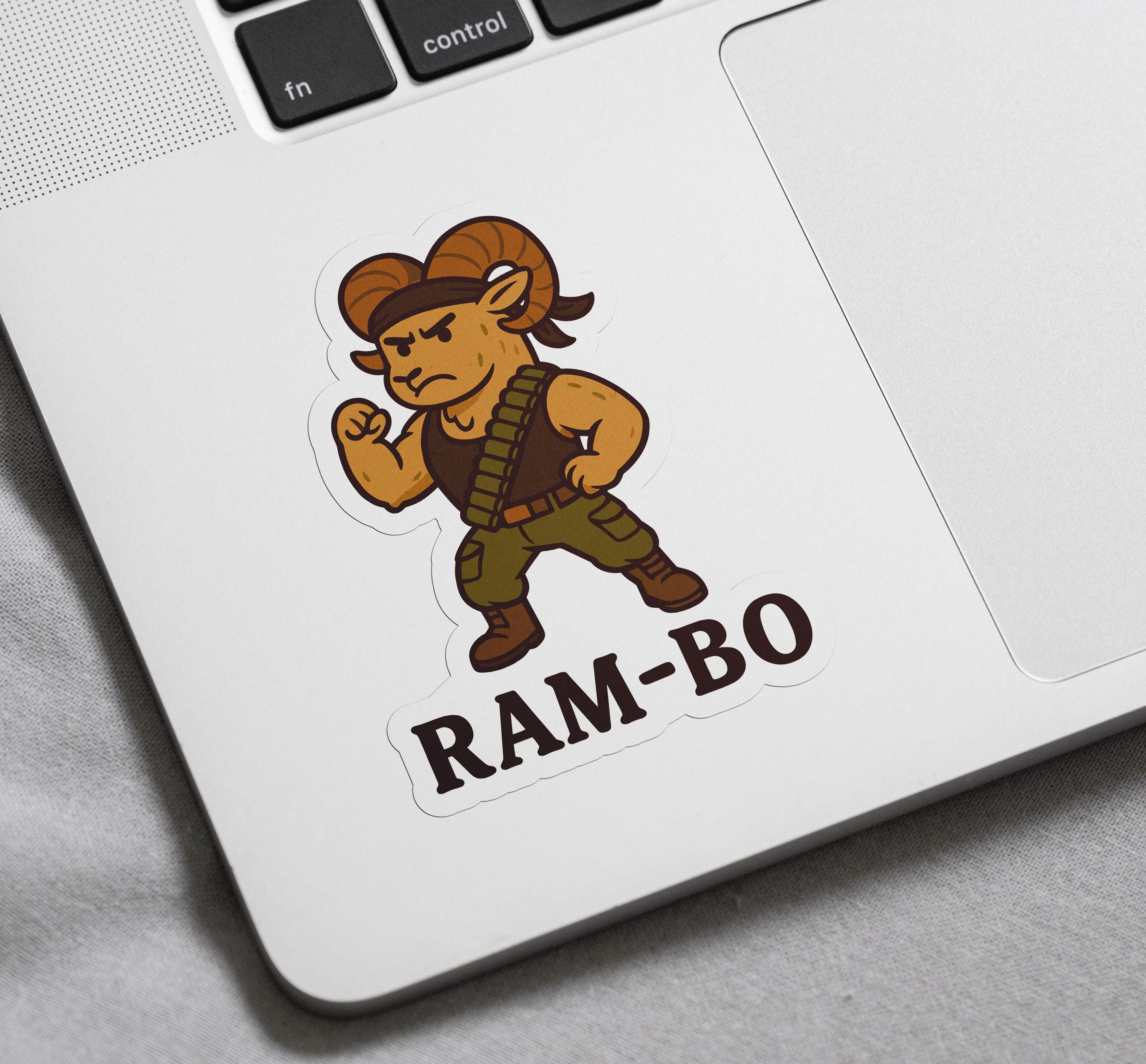 Sticker Ram Pc Ram Action Hero Sticker, Funny Ram-bo Vinyl Sticker, Animal Pun Laptop ...