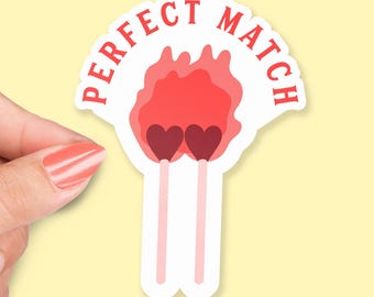 Naklejka Idealnie Dopasowana, Główki Zapałek W Kształcie Serca, Wspólny Płomień, Uroczy Gra słów dla Par, Naklejka Romantyczna Miłosna Notatka, Prezent Walentynkowy