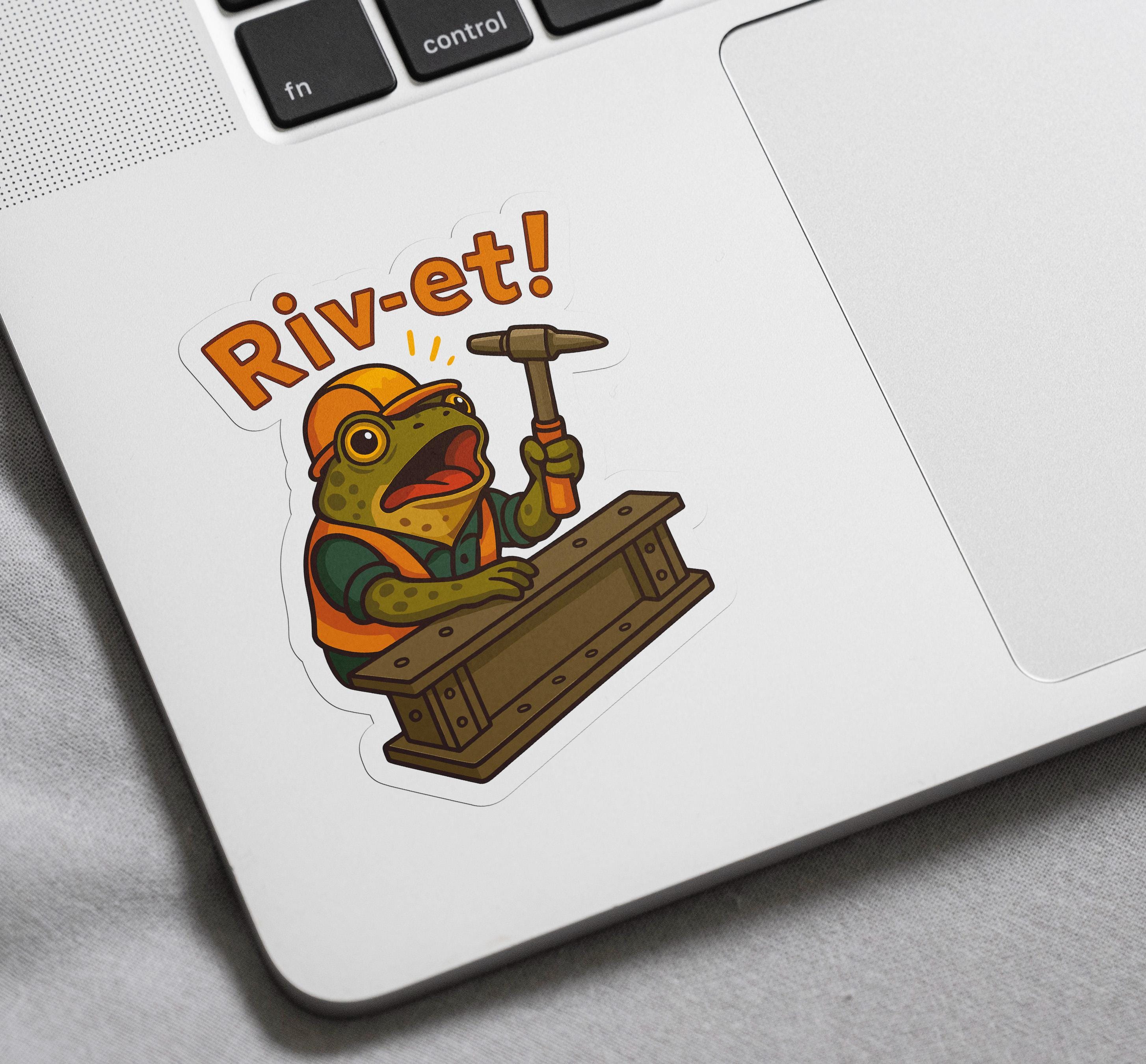 Rivet Sticker, Funny Toad Bridge Pun, Civil Engineer Humor, Frog Lover ...