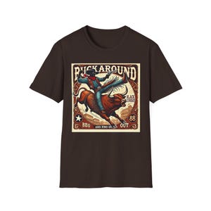 Buck Around and Find Out Koszulka z epoki kowbojów w stylu westernowym Estetyczna koszulka unisex w stylu softstyle Modny strój wiejski