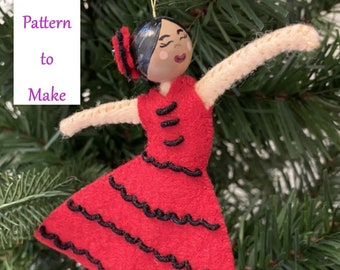 PATTERN Felt Christmas Ornament Nutcracker Ballet Spanish Dancer